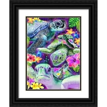 Sheena Pike Art 19x24 Black Ornate Wood Framed with Double Matting Museum Art Print Titled - Day Dream Sea Turtles