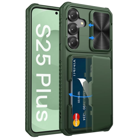 Funda tipo cartera Vihibii para Samsung Galaxy S25+ Plus Verde