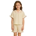thumbnail image 2 of BOOMNY Girls 2 Peice Pajamas Sets Soft Short Sleeve Sleepwear Tops Shorts Pjs Set for Kids Cozy Loungewear Homewear, 2 of 6