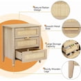 thumbnail image 2 of Qinaqin Rattan Nightstand con 3 Natural Cajones Boho Cabecera Mesa Almacenamiento para Dormitorio y Living Sala, 2 of 5