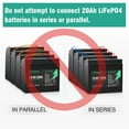 thumbnail image 6 of 12V 20Ah LiFePO4 Battery, up to 2000 Deep Cycles for Solar Power, Outdoor Camping, Fish Finders, Lighting, Off-Grid, 20A BMS, 6 of 9