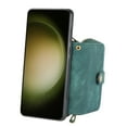 thumbnail image 4 of SaniMore for Samsung Galaxy S23 (6.1" 2023) Case,Wear-resistant PU Leather Skin + Zipper Purse Card Slots Removeable Crossbody Lanyard Stand Shell Shockproof Anti-scratch Drop-resistant, Green, 4 of 10