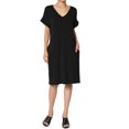 thumbnail image 1 of TheMogan Robe T-Shirt à Manches Courtes Col en V avec Poche pour Femmes Grande Taille, 1 of 6