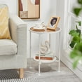 thumbnail image 5 of Round Side Table with Tempered Glass Top - Modern Accent Table for Living Room, 5 of 9