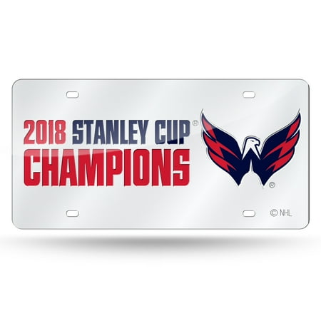 National Champions License Plate - Washington Capitals Official NHL 2018 National Champions License Plate Mirror by Rico 390561