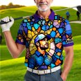 thumbnail image 6 of HOMYGIFTS Custom Face Stained Glass Golf Polo Shirt, Personalized Men’s Short Sleeve Sports Polo with Photo, Colorful Artistic Print, 6 of 10