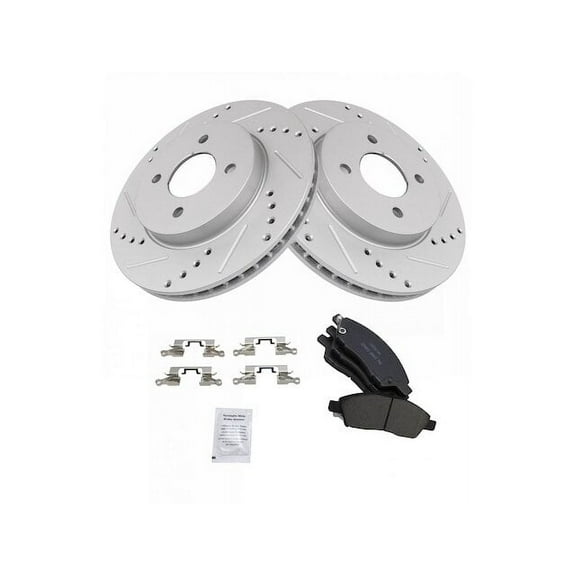 Front Brake Pad and Rotor Kit - Compatible with 2012 - 2018 Nissan Versa 1.6L 4-Cylinder 2013 2014 2015 2016 2017