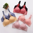 thumbnail image 4 of Gymayou Full Coverage Cotton Wireless Bra for Older Ladies No Underwire Comfort Support Bra Breathable Side Shaping Bras Red M, 4 of 9