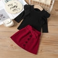 thumbnail image 6 of TAIAOJING Toddler Kids Baby Girls Fashion Skirt Outfits Ribbed T Shirt Tops Button Mini Skirts Set 2Pcs Clothes Set 2-3 Years, 6 of 9