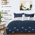 thumbnail image 4 of Pink Flower Bedding 3 Piece Duvet Cover Set Full Size, Japanese Style Floral Navy Blue Soft Microfiber Comforter Cover with Zipper Closure & Pillowcases, Wrinkle & FadeResistant Quilt Cover, 4 of 9
