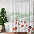 thumbnail image 4 of Shower Curtain 72"W x 78"L Winter Red Farmhouse Pine Trees Snowy Green Watercolor Fabric Shower Curtains Set with Hooks Water Repellent Bathroom Curtains Machine Washable Bathroom Accessories, 4 of 9