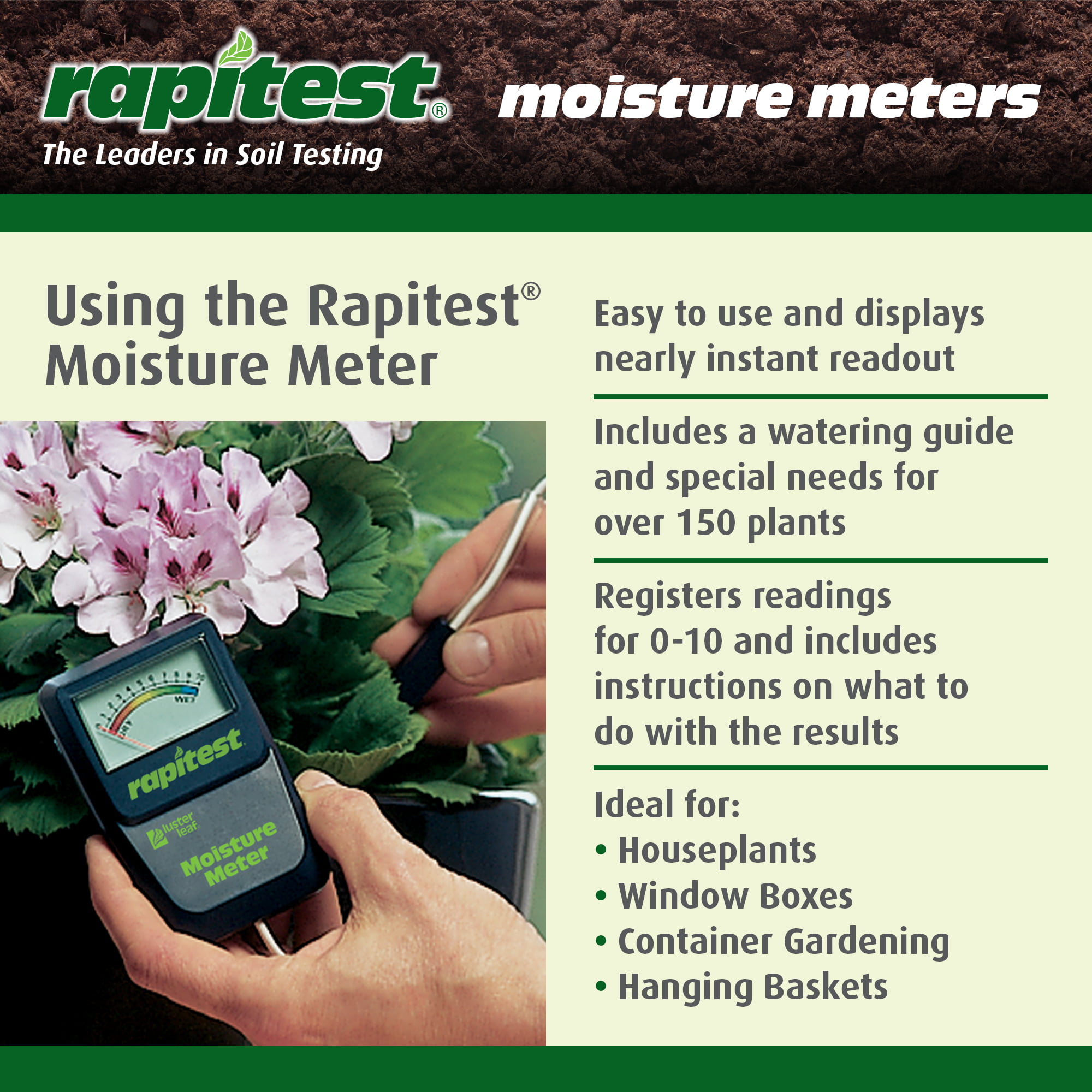 Luster Leaf 1820 Rapitest Moisture Meter With Probe On 