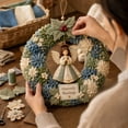 thumbnail image 3 of 3D Fabric Poke Wreath DIY Kit, Stress Relief Christmas Crafts for Adults, Beautiful Handmade Wreath for Holiday Gifting (Angel), 3 of 5