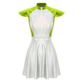 thumbnail image 3 of Choomomo Women's Shiny Outer Space Astronaut Alien Robot Cosplay Costume Flared A-line Mini Dress Green M, 3 of 6