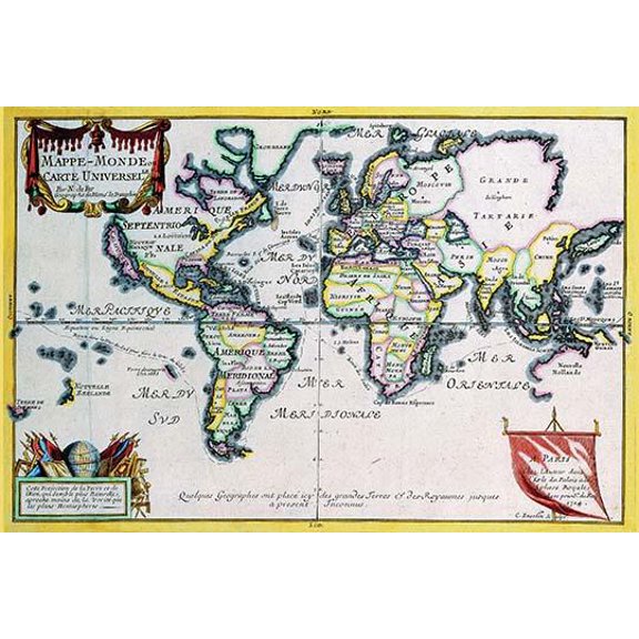 Mappe-Monde or Carte Universel-Fine art canvas print (20" x 30")