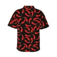 thumbnail image 5 of Hawaiian Shirt For Men, Red Chili Pepper Black Summer Shirts For Men, Mens Button Down Short Sleeve Shirt, 5 of 8