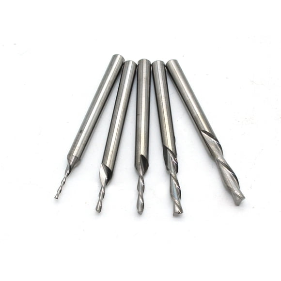 TEMO 5pc Carbide Downcut Inlay Router Bits Set 1/8, 3/32, 1/16, 3/64, and 1/32 Inch Diameter 1/8 Inch Shank, Ideal for Wood Carving, Slot Mortise, En