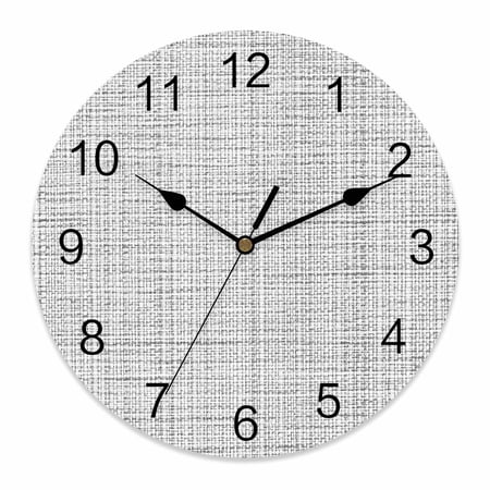 Wall Clock Grey Linen Texture Clocks PVC Silent Non-Ticking Battery Operated Decorative Solid Color Round Clock for Home Living Room Kitchen Bedroom Office School Wall Decor 12 Inch