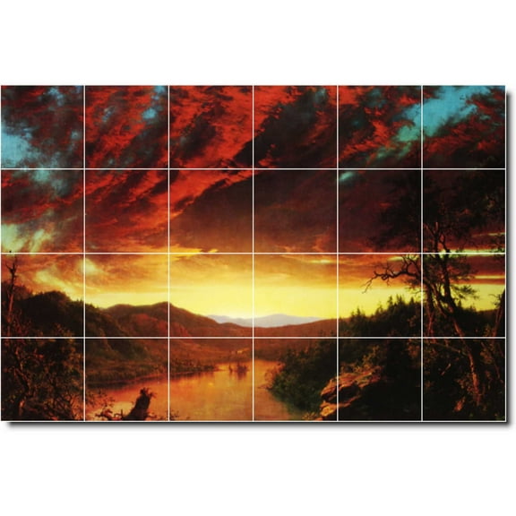 Ceramic Tile Mural-Frederic Church Landscapes Painting 245. 36" w x 24" h using (24) 6 x 6 ceramic tiles