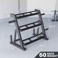 thumbnail image 3 of Synergee 3-Tier Dumbbell Storage Rack with 2 Barbell Holders and 4 Weight Plate Pegs – Holds 1" and 2" Weight Plates – All-in-One Home Gym Equipment Organizer, 3 of 6