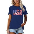 thumbnail image 2 of XCHQRTI USA Flag Shirt Women 4th of July Tee Graphic Short Sleeve Casual Memorial Day T-Shirts, 2 of 7