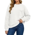 thumbnail image 2 of Crew Neck Sweatshirts for Women,Long Sleeve Loose Fit Pullover with Front Pocket,Casual Solid Color Tops for Daily Wear, 2 of 6
