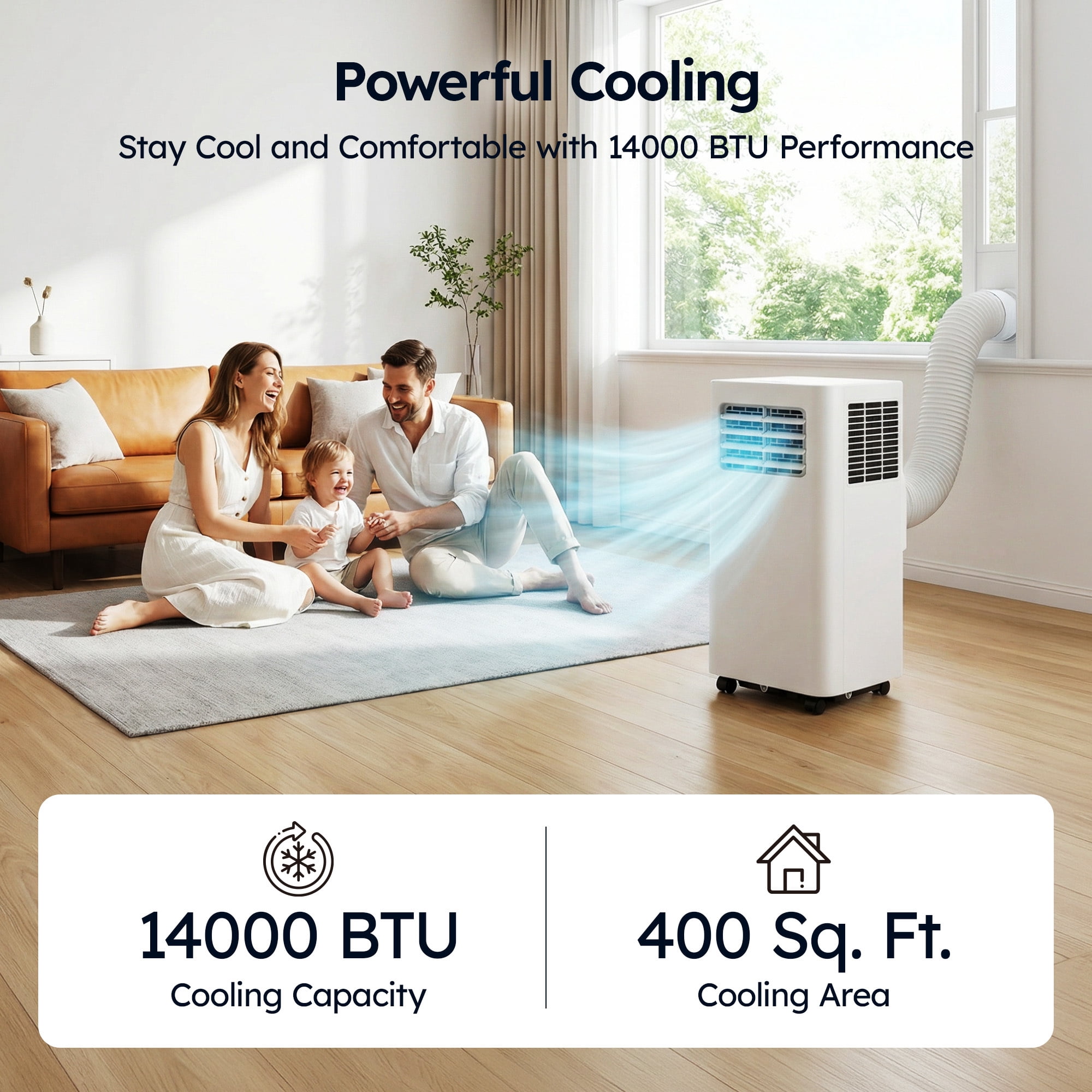 SIMZLIFE Portable Air Conditioner 14000 BTU with App Control,Portable Ac Unit up to 550 Sq,White