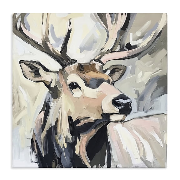 Stupell Industries Traditional Neutral Bull Elk Portrait Canvas Art, 17 x 17, by Tina LeCour