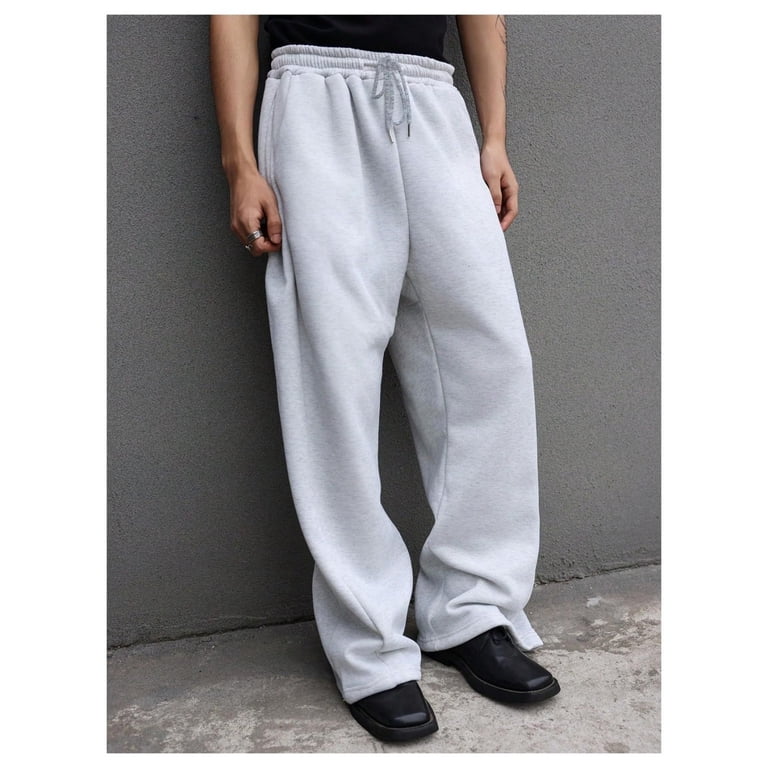 Men's Y2K Baggy Sweatpants - Streetwear Wide Leg Open Bottom