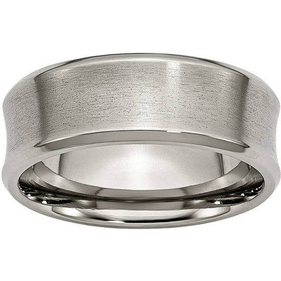 Titanium Beveled Edge Concave 8mm Brushed & Polished Band