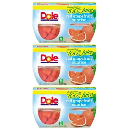 (12 Cups) Dole Fruit Bowls Red Grapefruit in 100% Fruit Juice, 4 oz