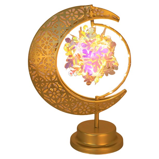 Lámpara Escritorio Ramadán Halfo Moon Night Light Ornament Mubarak Eid Metal Battery For Home Dormo Roja