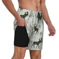 thumbnail image 2 of Balery green plaid Moose tree Bañador para hombre, shorts de playa de secado rápido con entrepierna y forro de compresión-Medium, 2 of 6