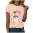 thumbnail image 4 of larppty Santa Face Printed Retro Christmas Xmas Holiday T-Shirt for Women (Light Yellow, XL), 4 of 6