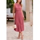thumbnail image 4 of Vestido PRETTYGARDEN Midi Rojo con Cuello en V y Volantes de Lunares Suizos Talla S, 4 of 8