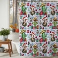 thumbnail image 3 of Shower Curtain 72"W x 84"L Western Cow Cactus Candy Cane Christmas Balls Light Blue Fabric Shower Curtains Set with Hooks Water Repellent Bathroom Curtains Machine Washable Bathroom Accessories, 3 of 9