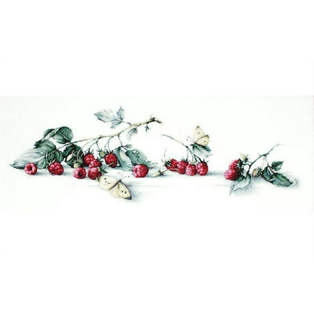 UPC: 4840746012839 | Counted Cross-Stitch Kit Raspberries With Butterfly B2253 Needlework Red Green Easy By Luca-S