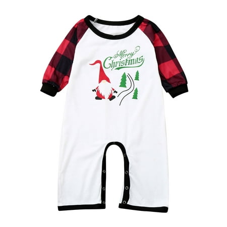 

Gureui Fashion Family Parent-child Pajamas Cute Christmas Printing Top and Elastic Plaid Trousers Two Piece Set
