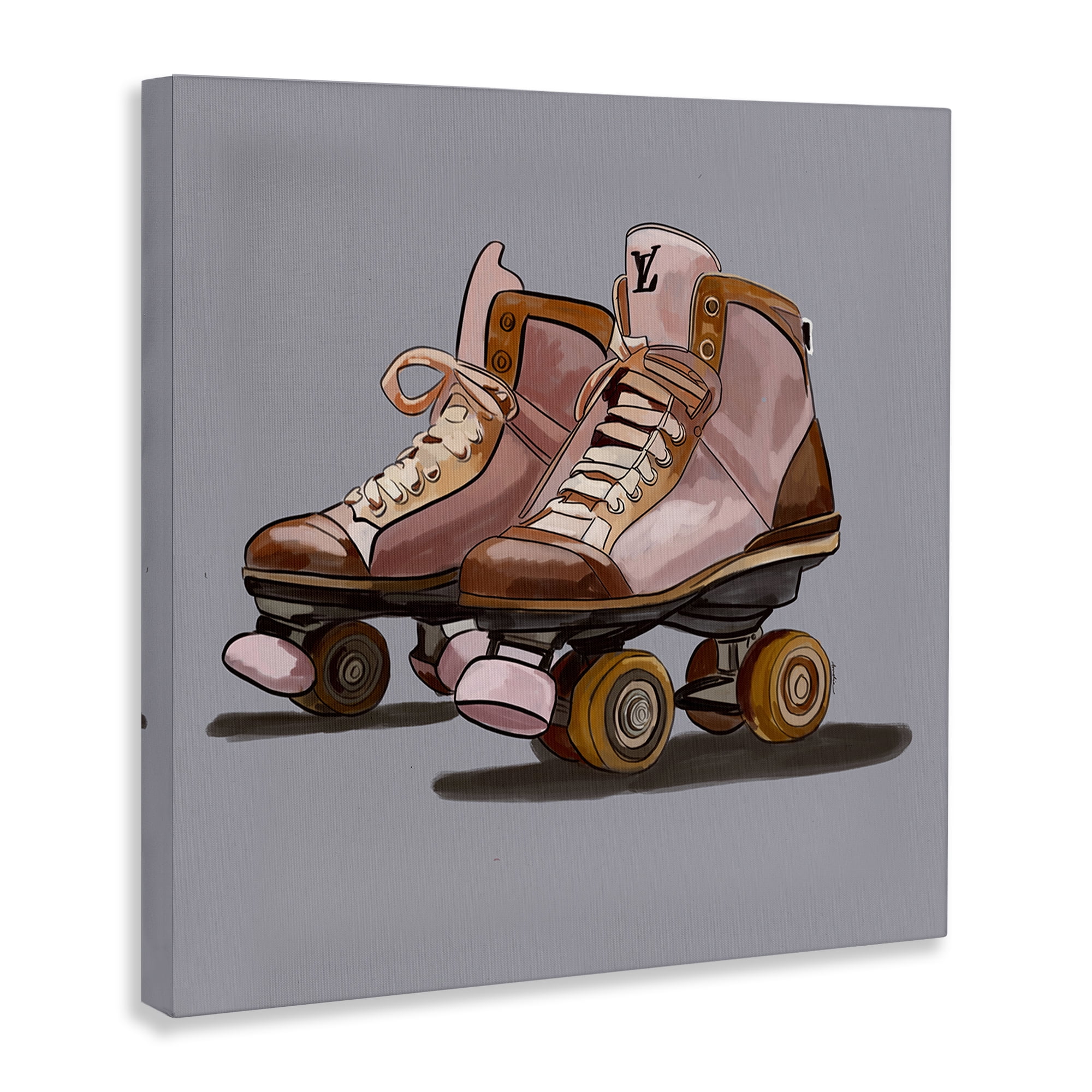 Stupell Industries Roller Skates on Grey Sports Painting Gallery Wrapped Canvas Art Print Wall Art, 24 x 24