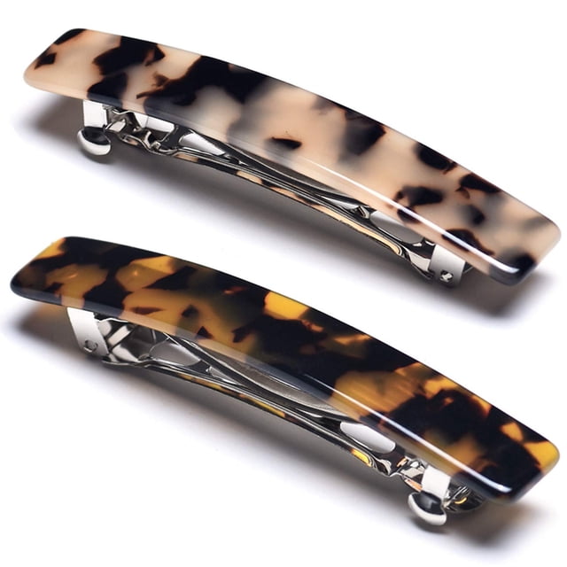 2PCS Français Conception Cheveux Barrette Tortue Coquille Celluloïd Rectangle Pinces à Cheveux pour les Femmes