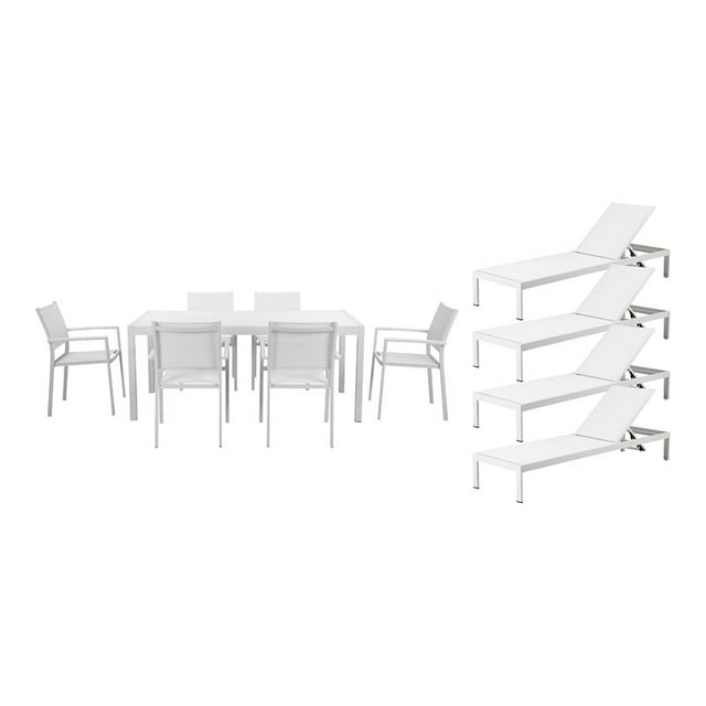 Pangea Home David 11 Pièces Ensemble de Salle à Manger en Aluminium en Blanc