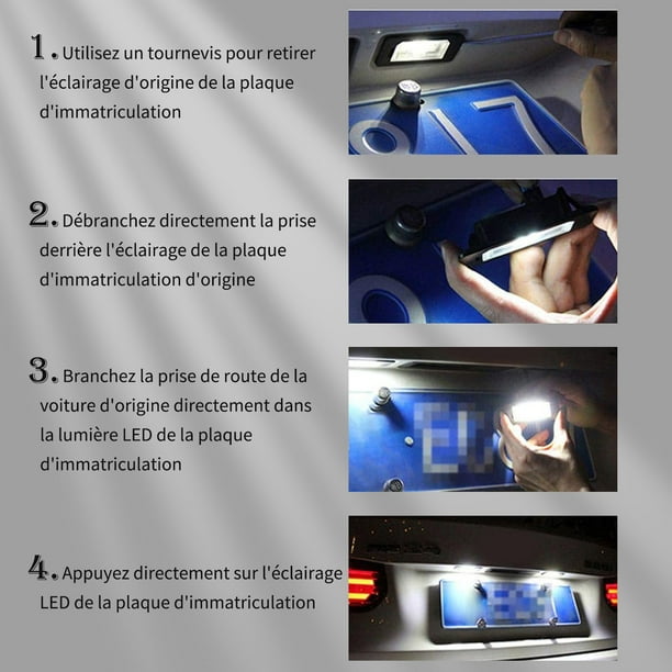 Lot de 2 éclairages lumière plaque d'immatriculation Citroën Peugeot