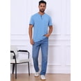 thumbnail image 2 of DARING DIVA Men's Casual Summer Short Sleeves Button Henley Basic Tee L Light Blue, 2 of 7