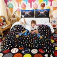 thumbnail image 3 of Erosebridal Blue Pink Ice Cream Baseball Bat Print Queen Comforter Set, Sweet Sports Bedding Comforter Set for Kids Boys and Girls, Colorful Stars Reversible 3-Piece, 1 Comforter and 2 Pillowcases, 3 of 6