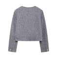 thumbnail image 4 of HH TRAF Otoño Moda Mujer Cuello Redondo Un Solo Pecho Bolsillo Decorado Sólido Slim Chaqueta Mujer Calle Manga Larga Abrigo Corto Mujer, 4 of 5