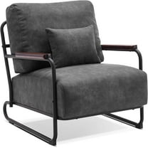 Mcombo Modern Accent Chairs, Armchair with Steel Legs, Leathaire Lounge Chairs for Living Room Office HQ102(Grey)