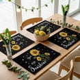 thumbnail image 5 of Yellow Sunflower Placemats for Dinning Table Set of 4, Summer Flower Bee Sunshine Black Burlap Kitchen Place Mats Waterproof Cloth Table Mats, Indoor Outdoor Placemats Easy Clean Dinner Decor, 5 of 8