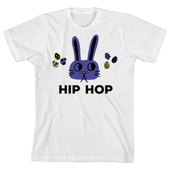 Bunny Bros Hip Hop Cartoon Bunny Crew Neck Short Sleeve Boys' White T-shirt-XL