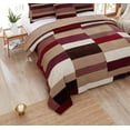 thumbnail image 3 of DaDa Bedding Crisp Flannel Warm Tones Cotton Velveteen Patchwork Bedspread Set (JHW-955), 3 of 6