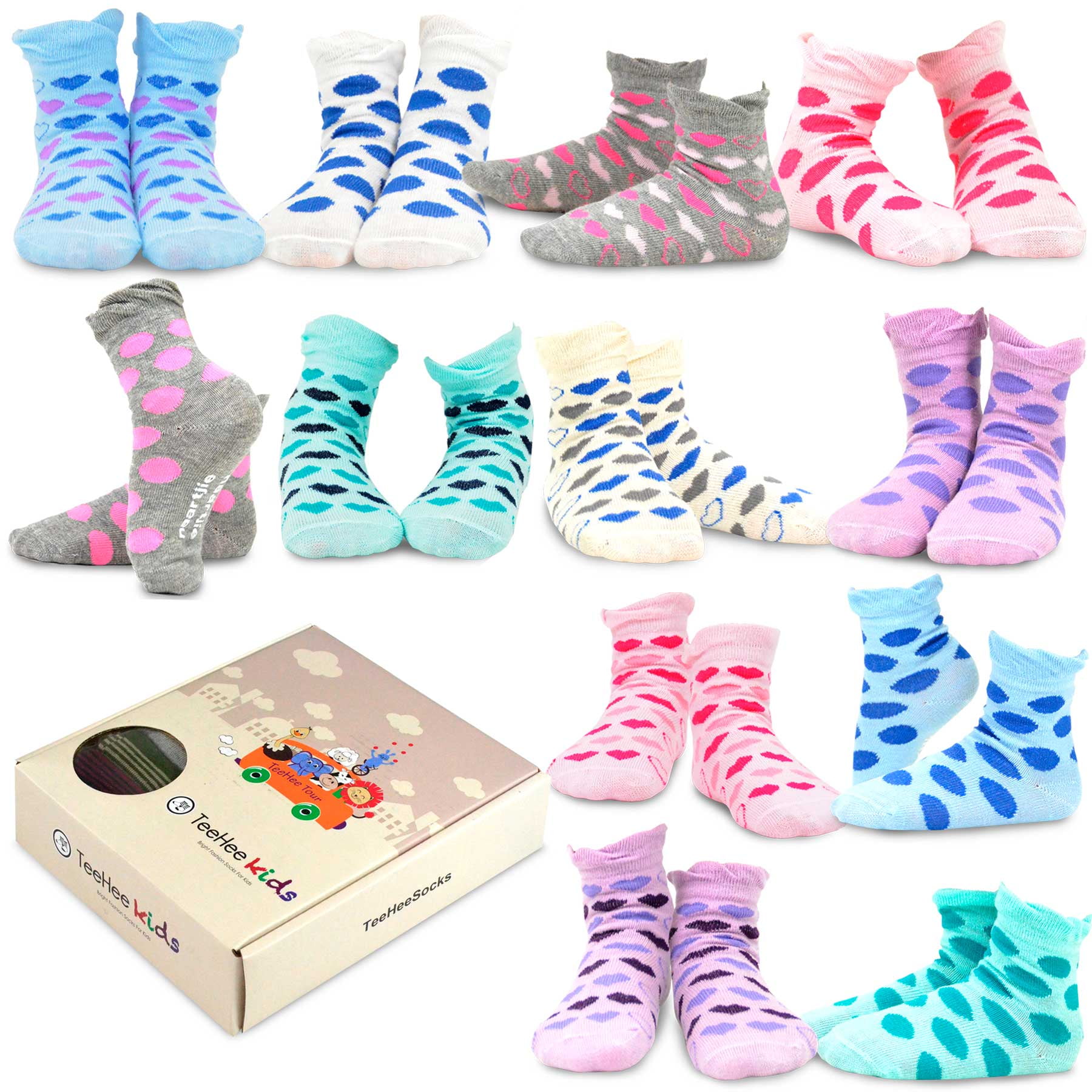 TeeHee Kids Girls Cotton Basic Crew Socks 12 Pair Pack (1218 Months
